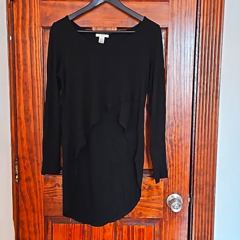 Long Sleeve Asymmetrical Tunic (Small, Black)